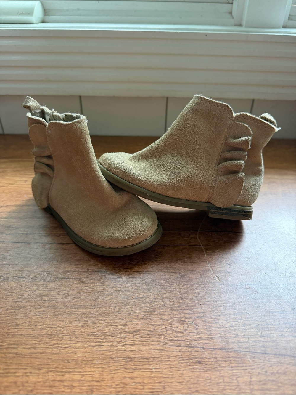 GAP Kids Suede Ruffle Ankle Boots in Light Beige